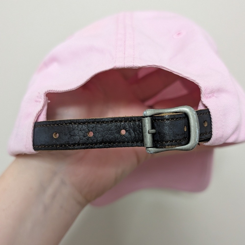 Polo Ralph Lauren Pink Baseball Cap Hat Big Pony Script Signature Leather Strap - Picture 7 of 10
